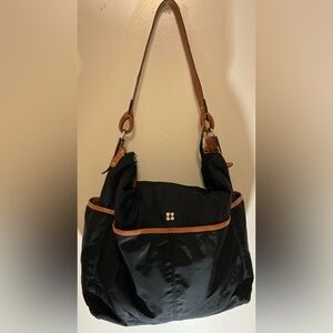 Rare HTF Vintage Black Large Leather/Nylon Kate Spade Handbag Tote Bag